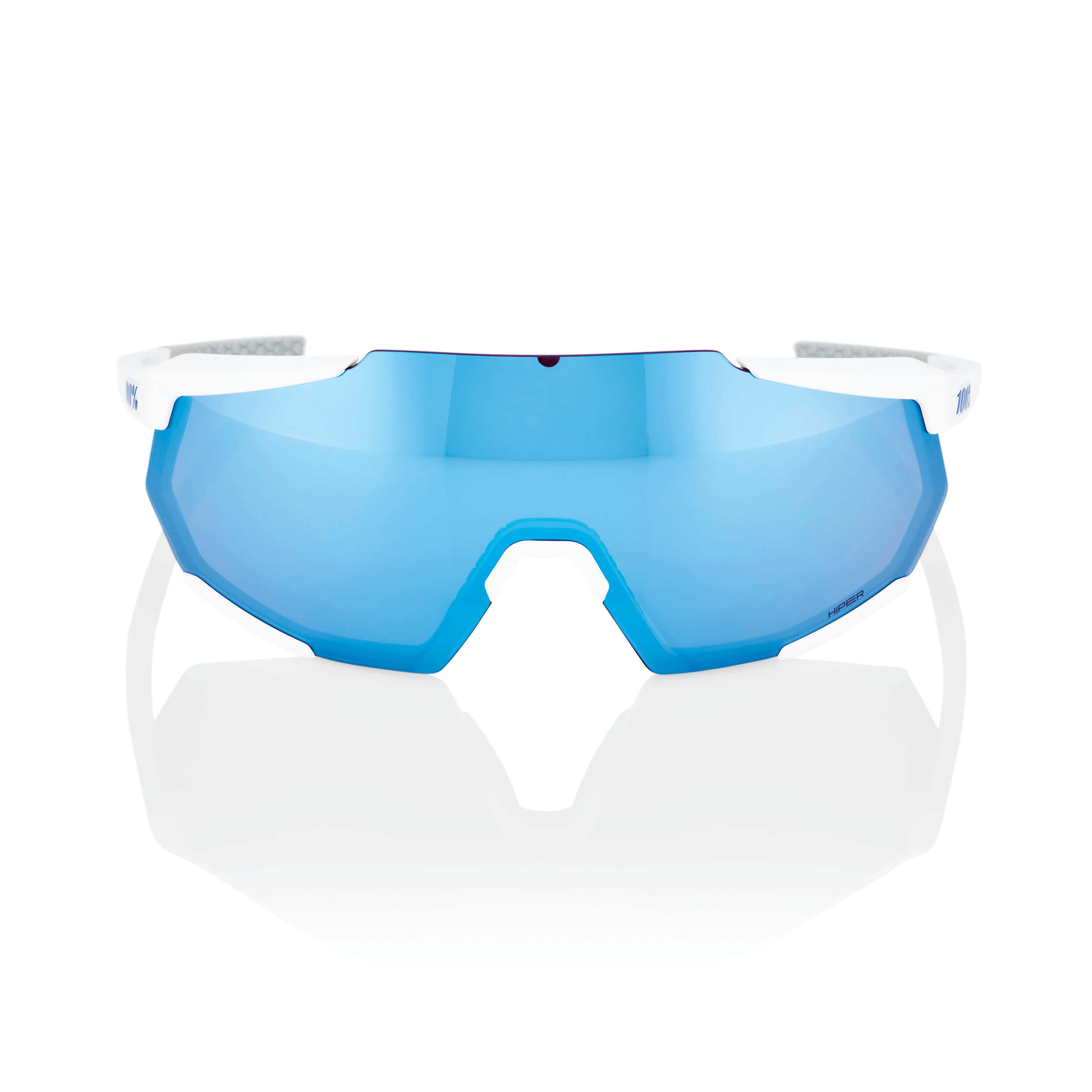 RACETRAP 3.0 – Matte White / HiPER Blue Multilayer Mirror Lens