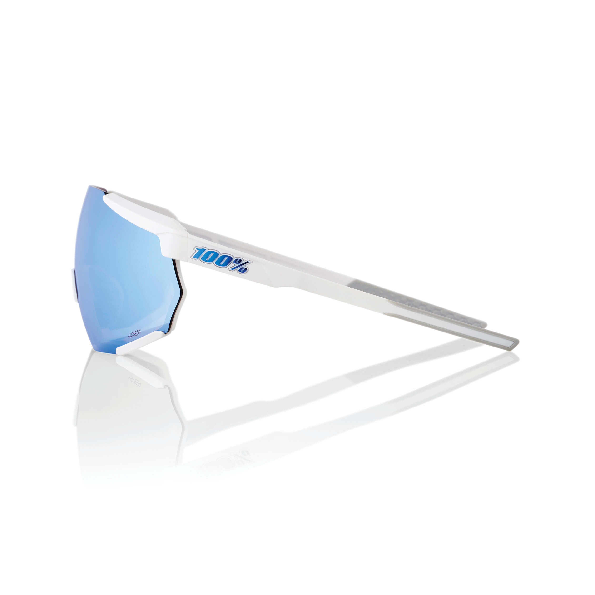 RACETRAP 3.0 – Matte White / HiPER Blue Multilayer Mirror Lens